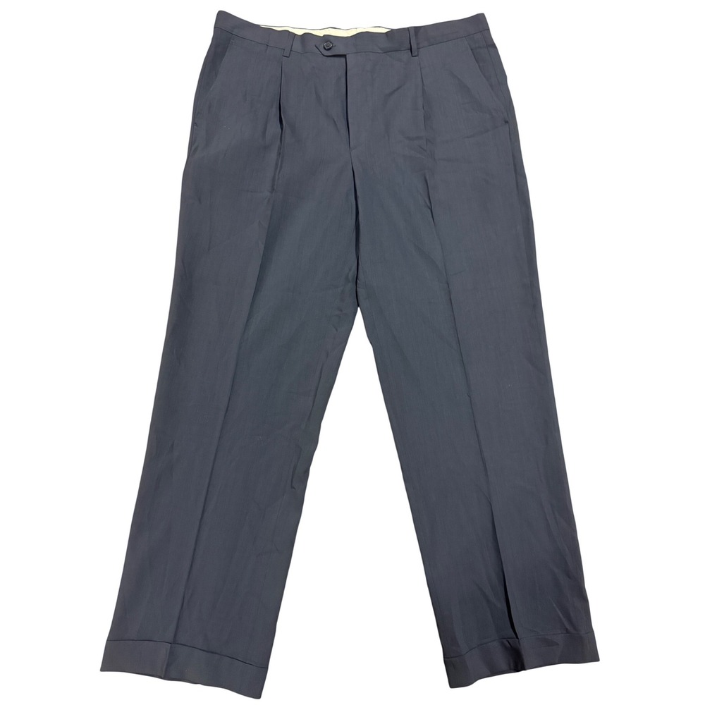 Santorelli Valencia Mens Pleated Wool Blend Dress Pants Charcoal Gray Size 40